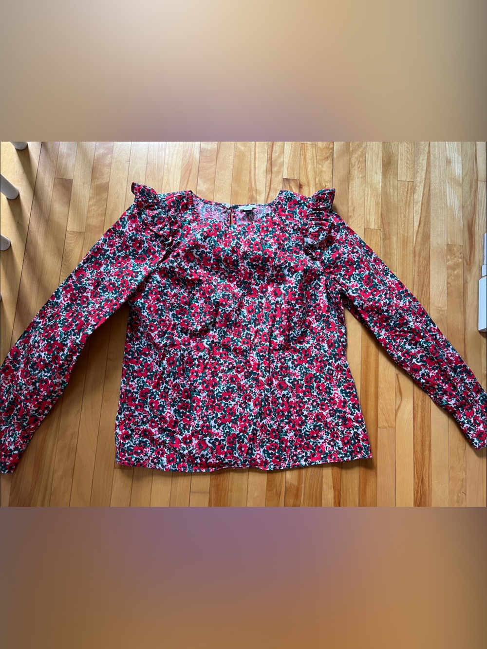 J. Crew Floral Ruffle-Shoulder Blouse